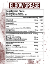 Load image into Gallery viewer, Axe and sledge elbow grease supplement facts