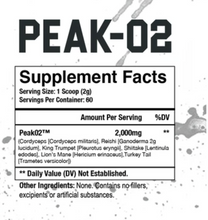 Load image into Gallery viewer, AXE &amp; SLEDGE PEAK O2 SUPPLEMENT FACTS
